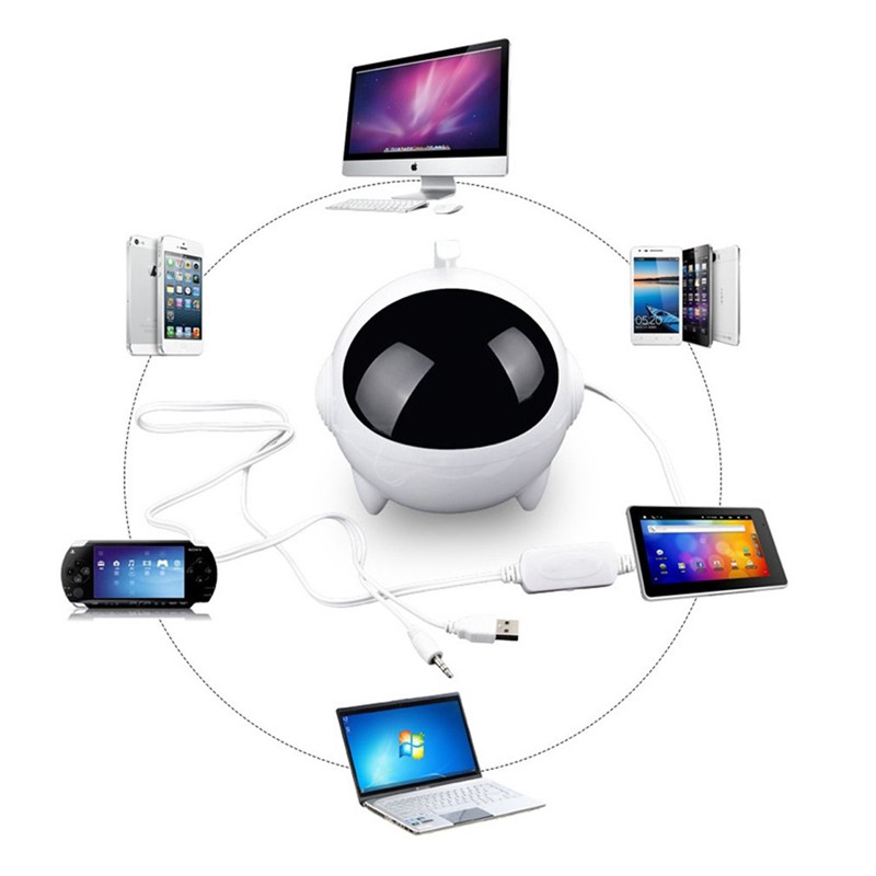 Loa thông minh Robot thông minh Mini Robot thông minh Siêu âm Bass siêu di động Loa di động USB cho máy tính PC cắm 3,5 BBS16