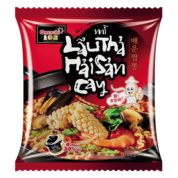 Mì Lẩu Thả Hải Sản Cay Omachi 102 Gói 108G