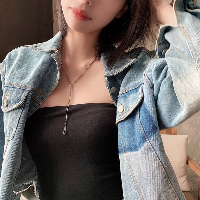Vòng cổ MANYUE dáng dài mặt tam Giác phong cách Hàn Quốc thời trang