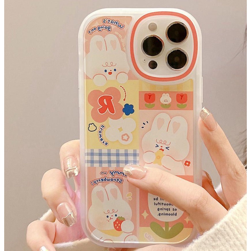 Ốp lưng iphone trong bo tròn thỏ dâu tây 6/6s/6plus/6splus/7/7plus/8/8plus/xs/11/12/13/14/pro/max/plus/promaxTBT12