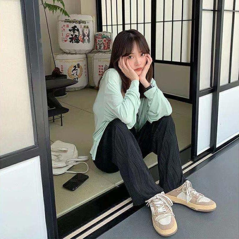 Quần ống rộng họa tiết vân sọc thời trang dành cho nữ