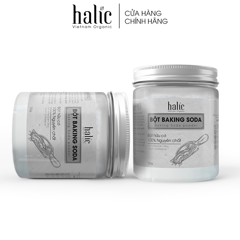 Baking Soda trắng răng Halic Organic 125G bột đánh răng trắng, loại bỏ vết ố vàng, khử mùi hôi miệng
