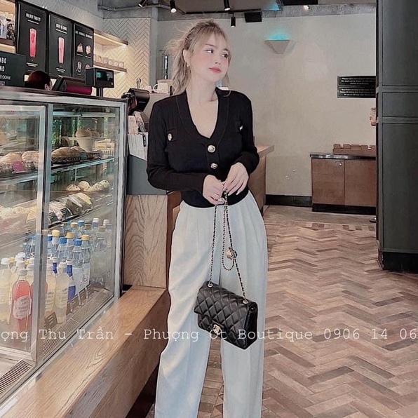 Áo len dài tay khuy đồng chất len gân co dãn tốt nhiều màu dáng body vanmiushop