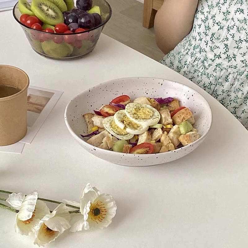 Tô méo vẩy mực Hot-trend Hàn Quốc, bát decor, tô đựng salad, mì ý Bonmi Decor