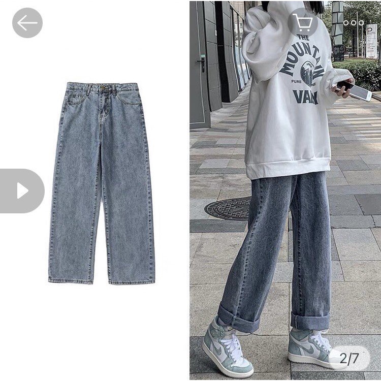[ VIDEO ĐỦ MÀU ] QUẦN JEANS ỐNG RỘNG NỮ LƯNG CAO TRƠN LAI CUỐN FORM DÀY DẶN CAO CẤP MÀU XANH, XÁM, ĐEN THỜI TRANG BABO