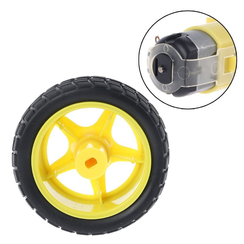 1 Bộ Bánh Xe Nhựa Kèm Động Cơ Bánh Răng DC3-6V Cho Robot Thông Minh