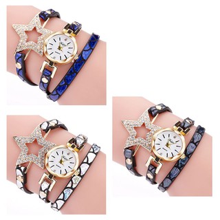 Đồng hồ quartz đính đá với dây đeo da d166