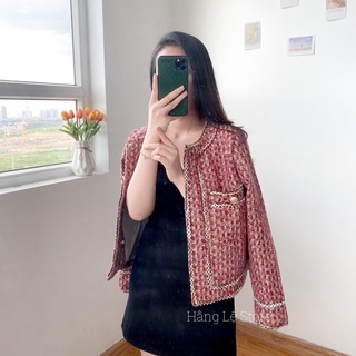 Áo Dạ Tweed đỏ khuy đồng hàng Quảng Châu loại 1