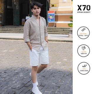 Áo Sơ Mi Nam Linen Thiết Kế Cổ Trụ Thời Trang X70 - 07580002