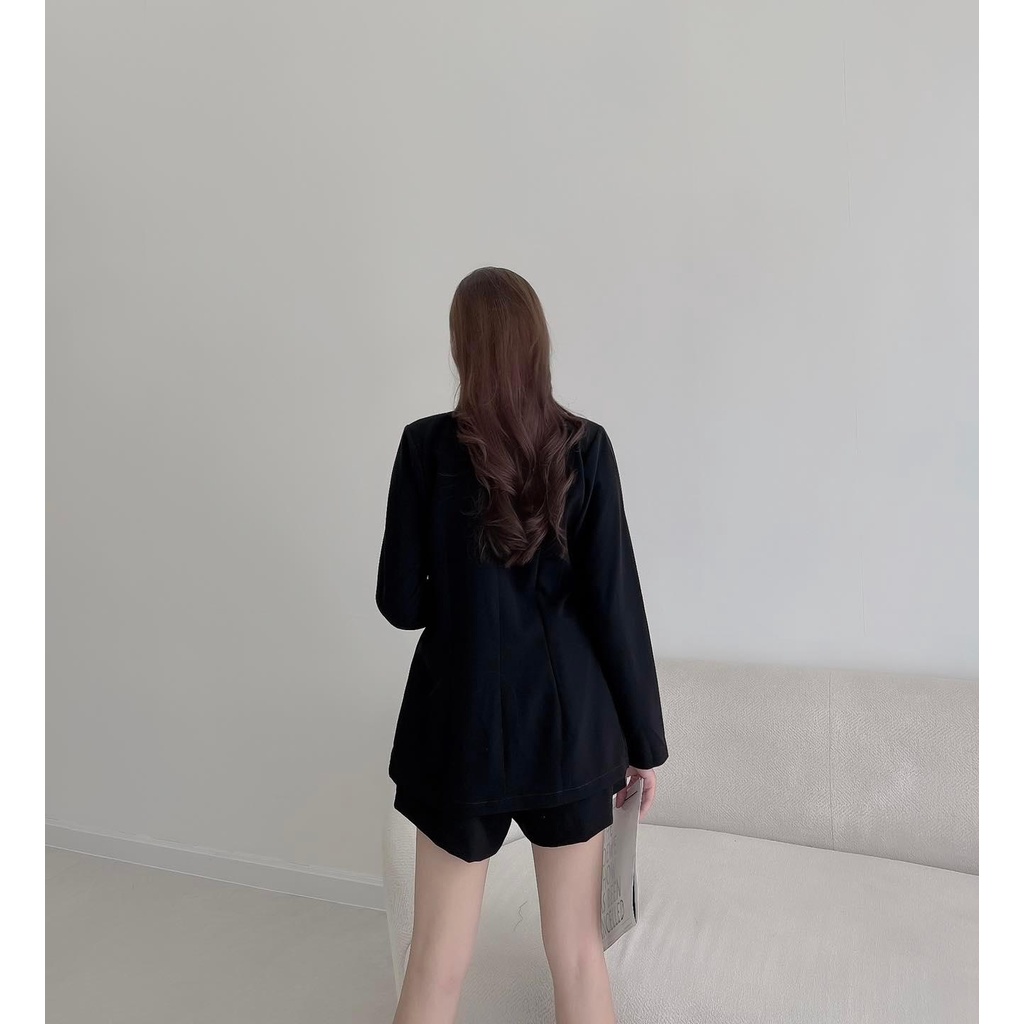 [HÀNG THIẾT KẾ CAO CẤP] Set Áo Vest Blazer Tay Dài Quần Ngắn Công Sở / Đi Tiệc Màu Nâu Sang Trọng