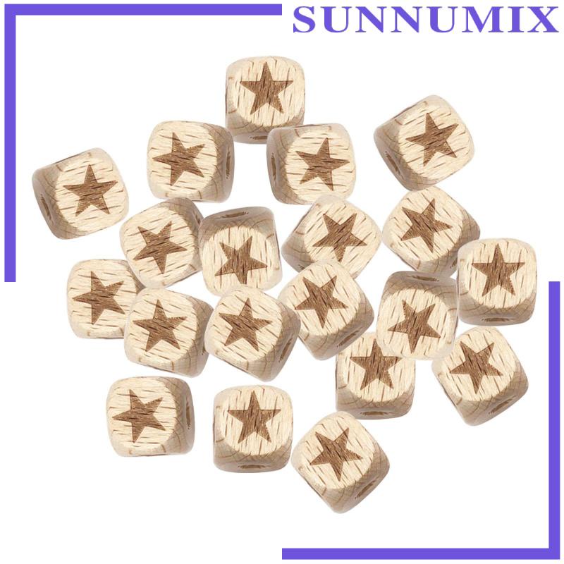 Set 20 Hạt Gỗ Vuông Lỗ Lớn Làm Trang Sức Thủ Công