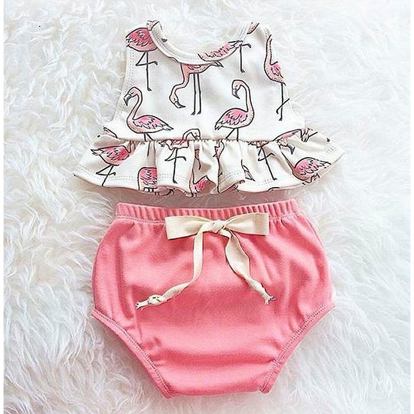 ✸ღ✸2Pcs Baby Girl Clothes Set Summer Sleeveless Tops T-Shirt+Shorts Pants