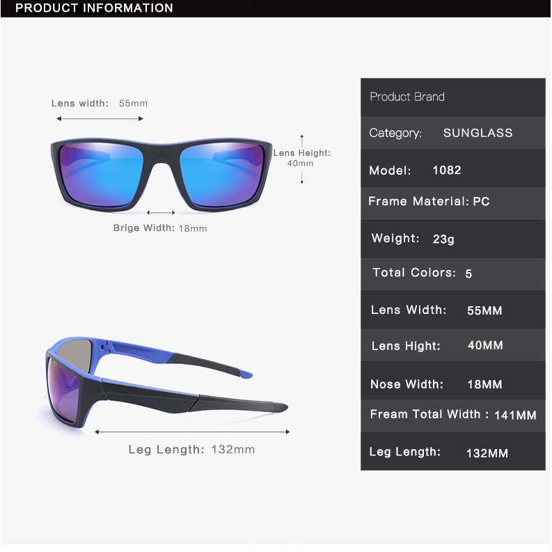Polarized Square Sunglasses Polaroid Outdoor Sunglasses Night Driving Men's UV400