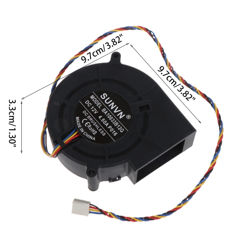 Quạt Thổi Khí 9733 DC12V 4.5A 97mm 97x33mm 4pin PWM 6000RPM