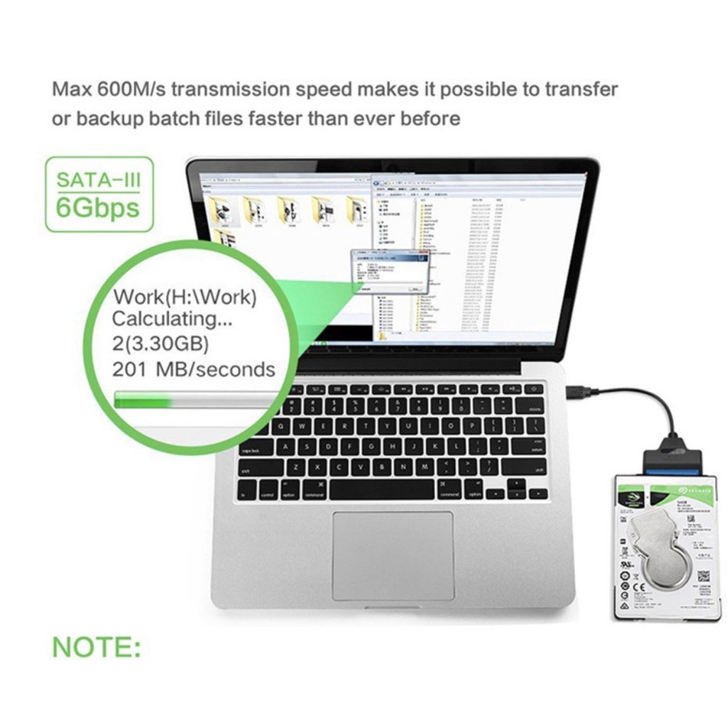 Dây cáp chuyển đổi SATA 3 USB 3.0 sang SATA hỗ trợ 2.5 inch SSD HDD SATA 22 pin | BigBuy360 - bigbuy360.vn