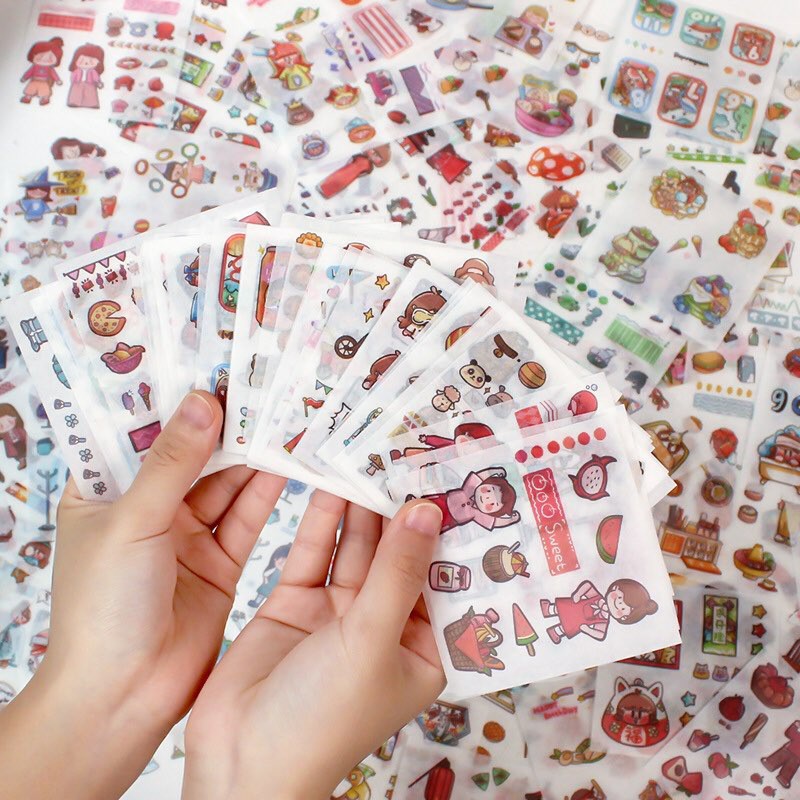 Tách Set 50 tờ hình dán (Stickers) giấy Nhật siu dễ thương, không trùng hình - Những cô Gái nhỏ ZaoMo