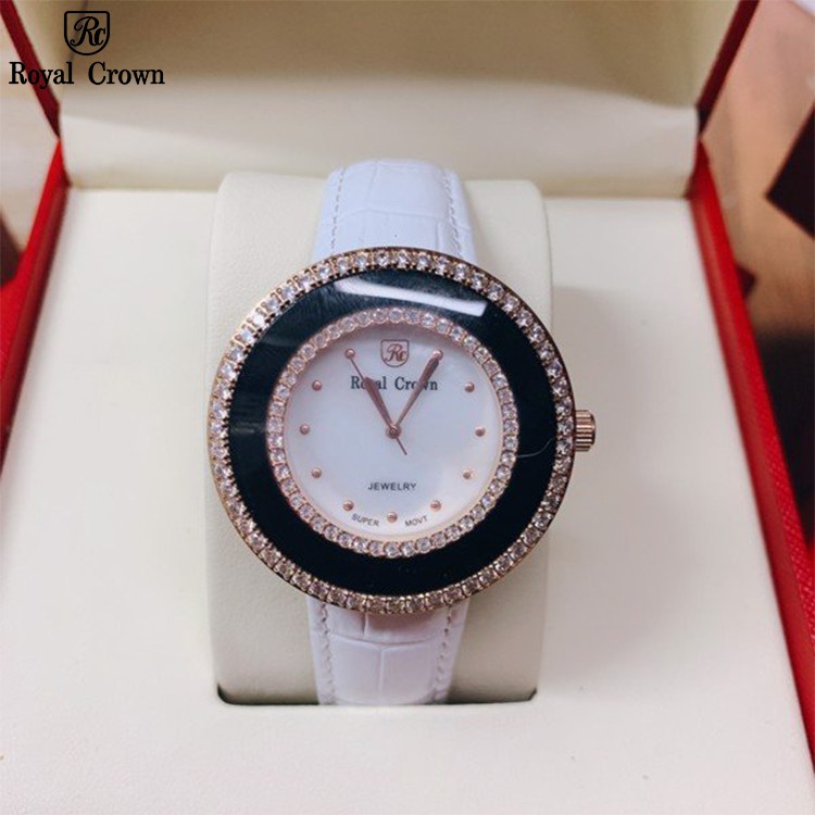 Đồng Hồ Nữ Royal Crown 3776 Chính Hãng Mặt Xà Cừ Dây Da