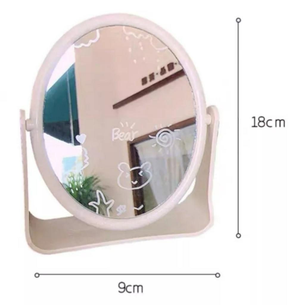 Gương trang điểm để bàn lúa mạch 2 mặt gương xoay 360 độ