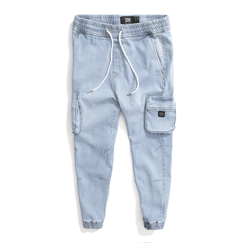 Quần Jogger Jean Nam ICON DENIM Túi Hộp Grey Wash