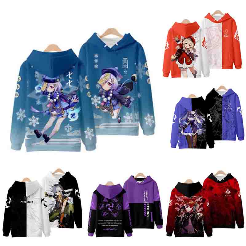 Áo hoodie tay dài hình anime Genshin Impact