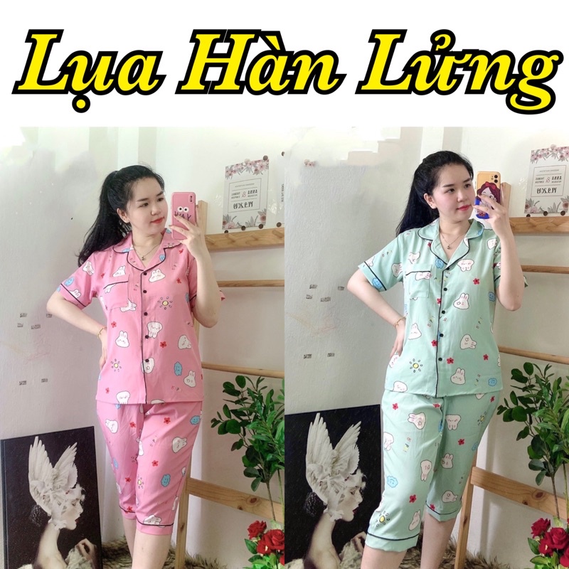 Đồ Bộ Pijama Mặc Nhà Lụa Hàn Lửng Đồ Bộ Nữ Đồ Bộ Mặc Nhà _ Tay Ngắn Quần Lửng ( Form từ 40kg đến 75kg ).