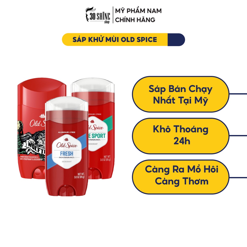 Lăn khử mùi nam 30Shine phân phối chính hãng Old Spice Pure Sport 85g mùi hương nam tính chính hãng