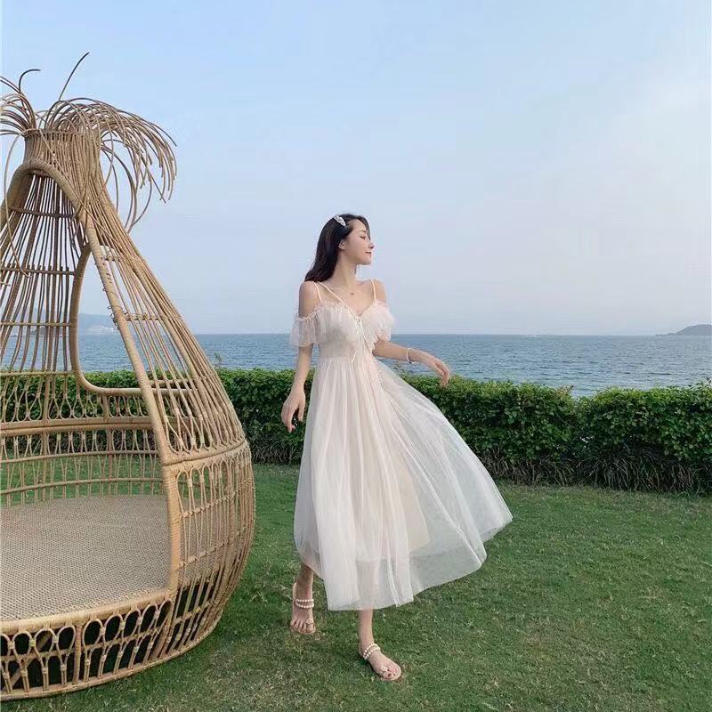Váy trắng Đầm Trắng Dài Vừa Thời Trang Dành Cho Nữ váy trắng dự tiệc váy dài đi biển