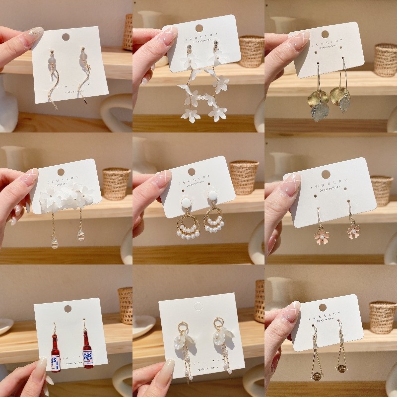 (MớI) Bông Tai HìNh Hoa ĐíNh NgọC Trai Giả Xinh X