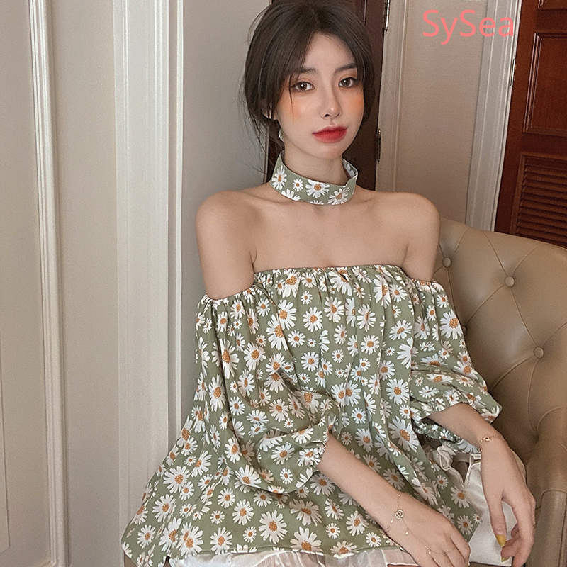 Set áo trễ vai + chân váy phong cách Hàn Quốc xinh xắn cho nữ