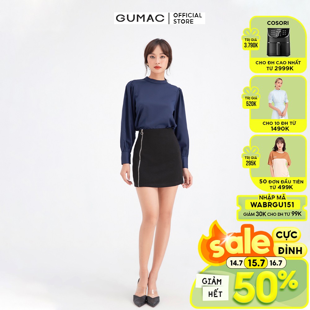 Váy chữ A phối khóa kéo GUMAC VB696 | BigBuy360 - bigbuy360.vn