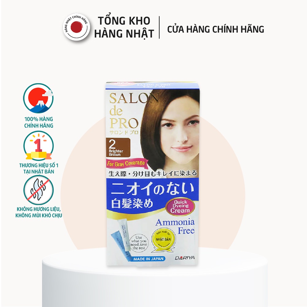 Kem nhuộm tóc nữ phủ bạc Nhật Bản Salon de Pro 2 (màu nâu sáng nhất)