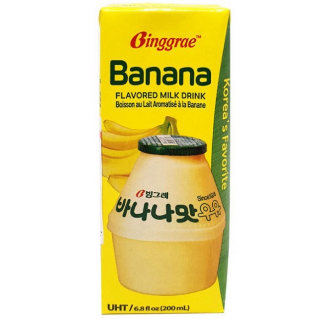 [BINGGRAE] SỮA CHUỐI HÀN QUỐC 200ML - [빙그레] 바나나맛 우유 200ML (Free Ship)