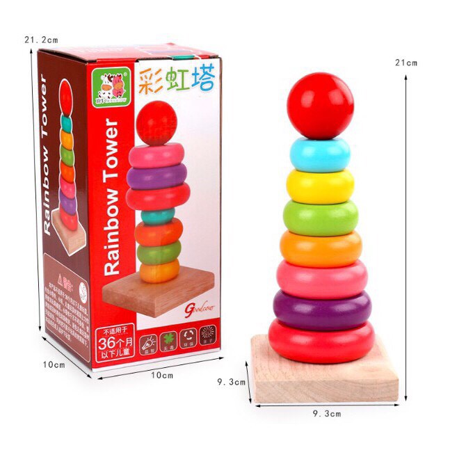 Combo Đồ Chơi Phát Triển Trí Tuệ Montessori: Đàn Khung Gỗ - Sâu Uốn Dẻo Bằng Gỗ - Tháp Xếp Chồng