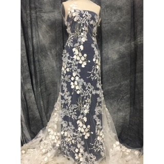 Ren cao cấp đính hoa nổi và kim sa k1,5m dùng may váy đầm, váy cưới, dạ hội, làm đồ decor trang trí LUONG01