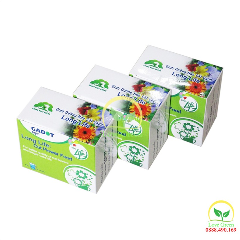 Bột Dưỡng Hoa Cắt Cành, Chất/Thuốc Dưỡng Cắm Hoa Tươi Lâu Tàn Israel Longlife 1 Hộp 50G (10 Gói 5G)