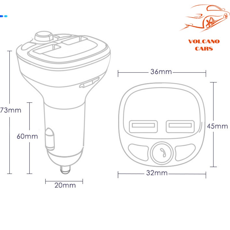 Tẩu sạc nhanh ô tô 2 cổng USB 3.1A loại 12V kết nối bluetooth cho xe hơi có đèn led báo điện áp accquy