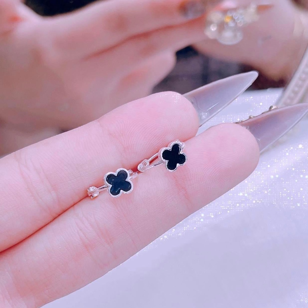 Bông tai khóa tròn sơn đen các hình xinh xắn chuẩn bạc Mainomi Shop Bạc Xinh