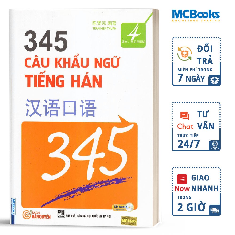 Sách - 345 Câu Khẩu Ngữ Tiếng Hán Tập 4 Bản Tiếng Việt - MCBooks