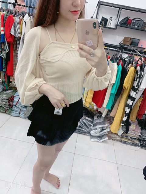 MUA 1 ĐƯỢC 2 - SET ÁO 2 DÂY KÈM CADIGAN LEN SIÊU XINH