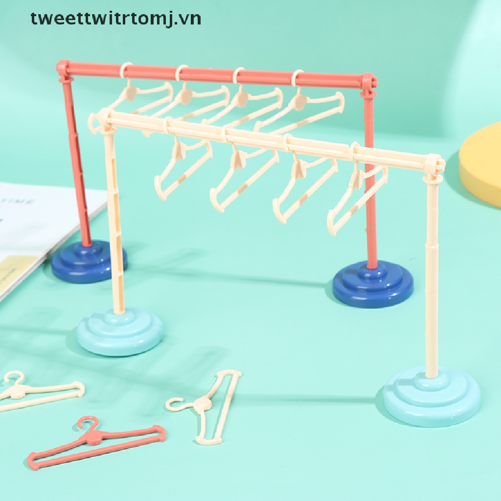 Giá phơi đồ/ 10 Móc treo quần áo búp bê tỉ lệ 1/ 6 1/ 8 1/ 12 dễ thương