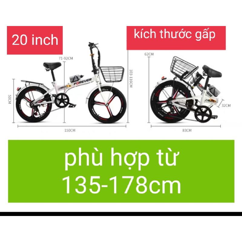 XE ĐẠP GẤP GỌN FOREVER 20 INCH -TẶNG KÈM GÓI QUÀ KHỦNG-