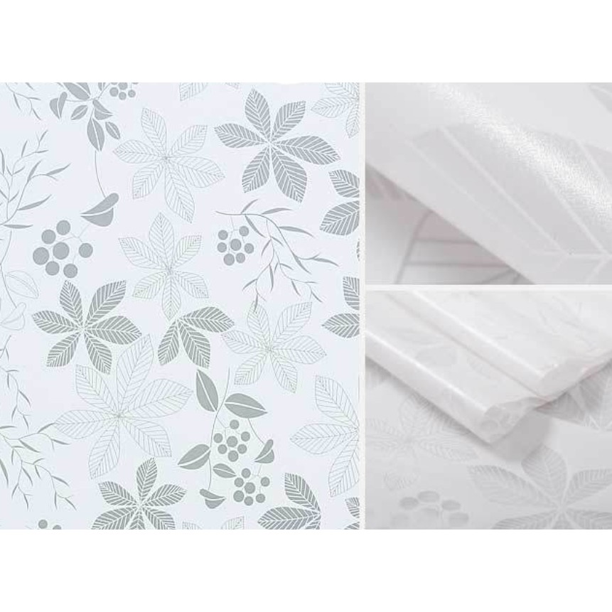 Decal giấy dán kính hoa trắng khổ 45cm keo sẵn