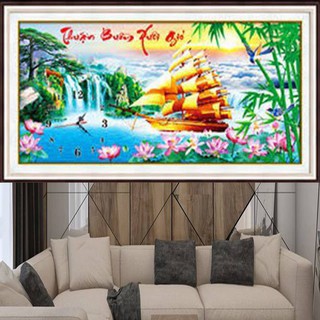 TRANH ĐÍNH ĐÁ THUÂN BUỒM XUÔI GIÓ KT: 90X47CM hàng chuẩn