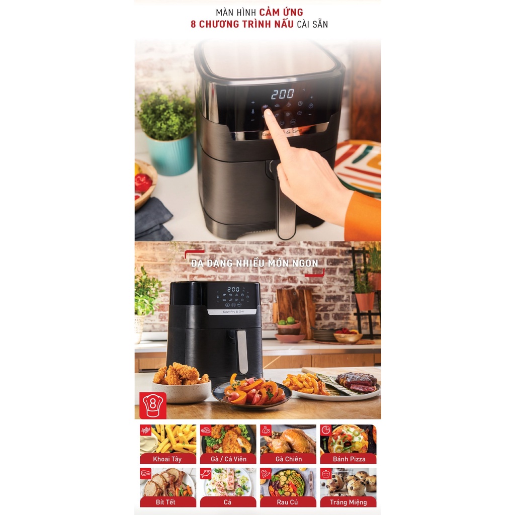 Nồi chiên không dầu Tefal 2in1 Easy Fry &amp; Grill Precision EY505815