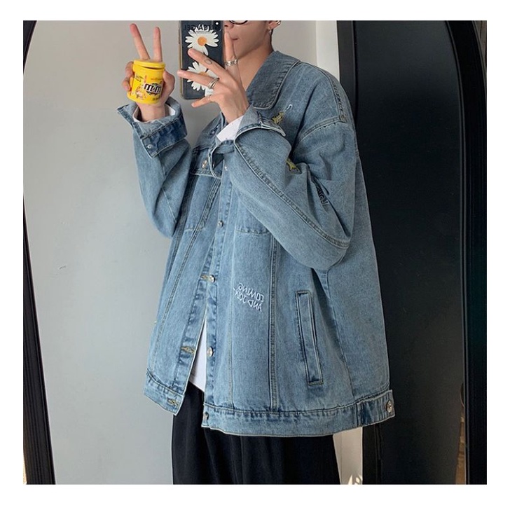 Áo khoác Jeasn Bò Denim Jacket Thêu Hàn Quốc. (thêu 8 chi tiết)