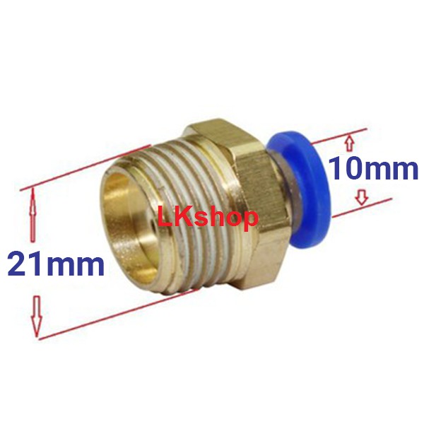 Nối thẳng ren ngoài 21mm nối dây 10mm/8mm/6mm