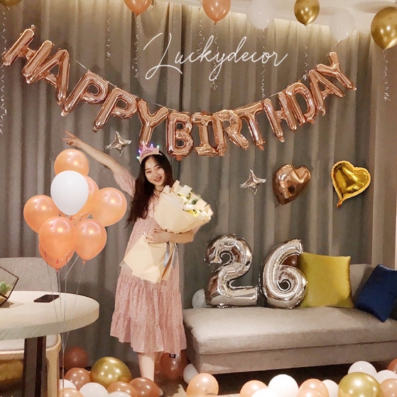 [Tặng Đèn Led] Bóng Bay Trang Trang Trí Sinh Nhật Hiện Đại Chọn Mẫu MP862