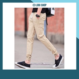 Quần jogger nam kaki màu kem | Quần ống bó nam vải nhập khẩu co giãn, mềm mại