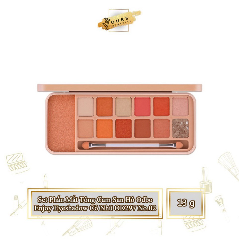 [Auth Thái] Bảng Phấn Mắt Tông Cam Đào Odbo Enjoy Eyeshadow Có Nhũ OD297 No.02 D99