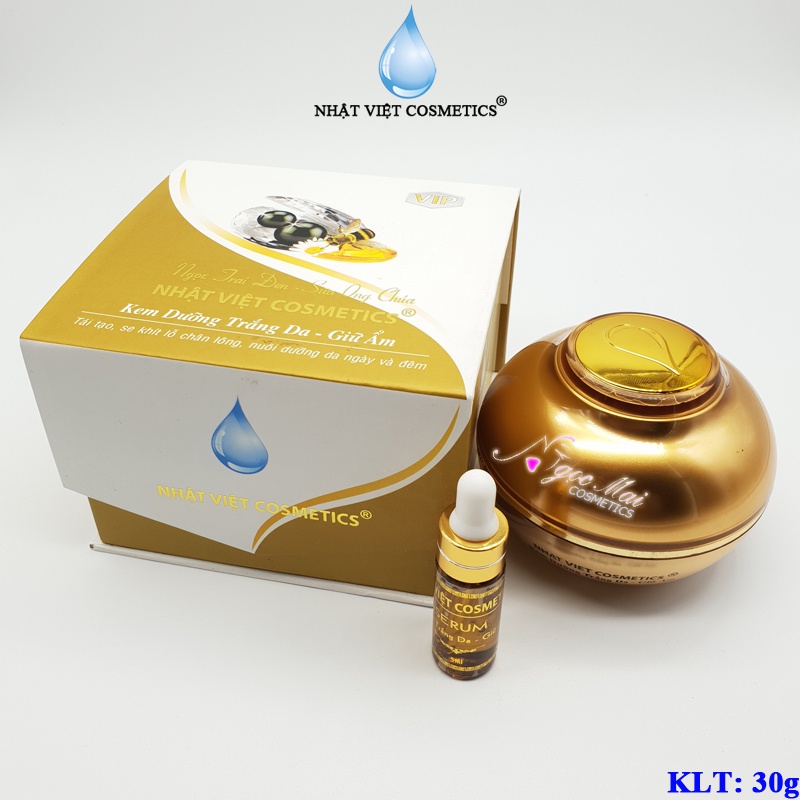 Kem dưỡng trắng da NHẬT VIỆT COSMETICS giữ ẩm Cao Cấp chiết xuất Ngọc trai đen - Sữa ong chúa  25g